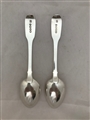 Antique sterling Silver Pair Victorian Fiddle Pattern Teaspoons 1838