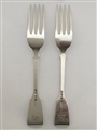 Antique Sterling Silver Pair William IV Fiddle pattern Dessert Forks 1836