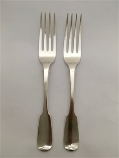 Antique Sterling Silver Pair Scottish George III Fiddle Pattern Table Forks 1828