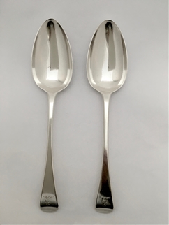 Antique Sterling Silver Pair George III Old English Pattern Tablespoons 1813