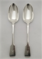 Antique Sterling Silver Pair George V Fiddle Pattern Tablespoons 1925