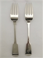 Antique Sterling Silver Pair Irish George IV Fiddle Pattern Table Forks 1829