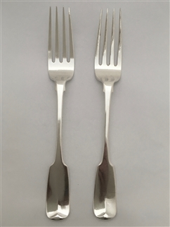 Antique Sterling Silver Pair Irish George IV Fiddle Pattern Table Forks 1829