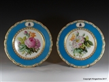 Pair Paris Armorial Porcelain Plates WELD of LULWORTH CASTLE DORSET Coat Arms Crest