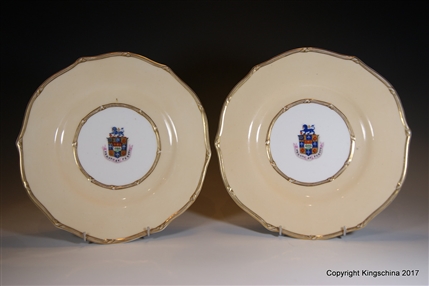 Pair Armorial Porcelain Plates WINCHESTER Master of Cutlers LORD MAYOR London