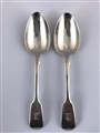 Pair Antique Sterling Silver Hallmarked Victorian Fiddle Pattern Dessert Spoons 1838