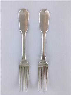Pair Antique Sterling Silver Hallmarked William IV Fiddle Pattern Table Forks 1833