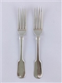 Pair Antique Sterling Silver Hallmarked William IV Fiddle Pattern Table Forks 1833