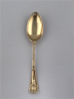 Antique Silver Gilt Sterling Silver George IV Thread Shell and Drop Pattern Childs spoon 1822