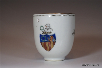 Chinese Armorial Porcelain Cup GARLAND Family Crest Coat Arms