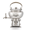 ROYAL PRESENTATION TO THE KING'S DOCTOR: A George III silver tea urn, stand and lamp