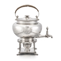 ROYAL PRESENTATION TO THE KING'S DOCTOR: A George III silver tea urn, stand and lamp