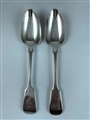 Pair Antique Silver William IV Fiddle Pattern Tablespoons 1834