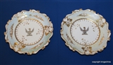 Pair Ridgway? LE BLANC Armorial Porcelain Crest Plates 1830