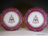 Pair Documentary Armorial Porcelain BROWN WESTHEAD Plates Ridgway