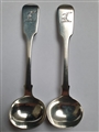 Pair of Antique George IV Hallmarked Sterling Silver Fiddle Pattern Salt Spoons, 1830