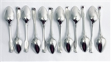 Antique Newcastle Hallmarked Sterling Silver Set 12 Fiddle Pattern Dessert Spoons c. 1810