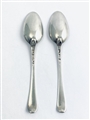 Antique George III Hallmarked Sterling Silver Pair Beaded Pattern Dessert Spoons 1780