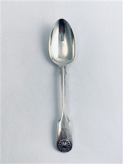 Antique Victorian Hallmarked Sterling Silver Fiddle & Shell Pattern Dessert Spoon 1843
