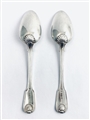 Antique George IV Hallmarked Sterling Silver Pair Fiddle Thread & Shell Tablespoons 1826