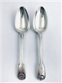 Antique George IV Hallmarked Sterling Silver Pair Fiddle Thread & Shell Tablespoons 1826