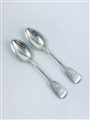 Antique William IV Hallmarked Sterling Silver Pair Fiddle Pattern Dessert Spoons 1837