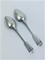 Antique William IV Hallmarked Sterling Silver Pair Fiddle Pattern teaspoons 1836
