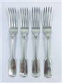 Antique Victorian Hallmarked Sterling Silver Set Four Fiddle Pattern Table Forks 1860