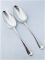 Pair Antique George II Hallmarked Sterling Silver Hanoverian Pattern Tablespoons 1756