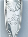 Pair Antique Indian Colonial Silver Pair Fiddle Thread and Shell Pattern Salt Spoons c.1845