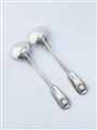 Pair Antique Indian Colonial Silver Pair Fiddle Thread and Shell Pattern Salt Spoons c.1845