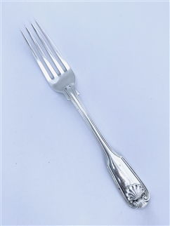 Antique George IV Hallmarked Sterling Silver Fiddle Thread & Shell Pattern Dessert Fork 1823