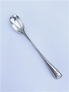 Antique Victorian Hallmarked Sterling Silver Beaded Old English Pattern Mustard Spoon 1867