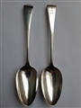 Pair of Antique George III Hallmarked Sterling Silver Old English Pattern Table Spoons,1805