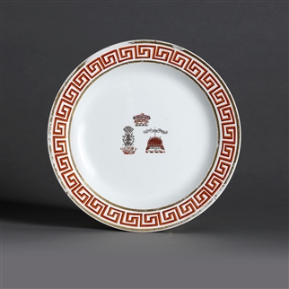 NELSON INTEREST: A George III armorial porcelain plate
