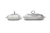 CAPTAIN GEORGE COLLIER NAVAL INTEREST: A PAIR OF ANTIQUE PRESENTATION SILVER ENTREE DISHES