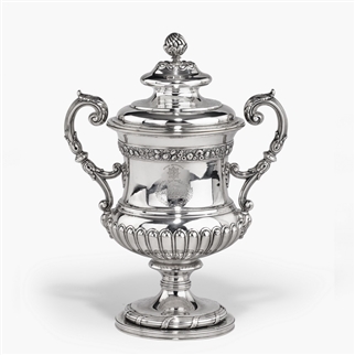 WATERLOO INTEREST: A George III antique silver cup and cover