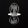 REGIMENTAL INTEREST: A matched set of six sterling silver menu holders