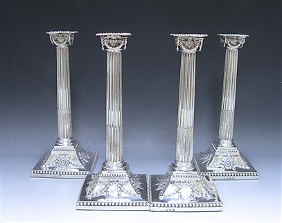 Set of Four George III Antique Silver Candlesticks made in 1772