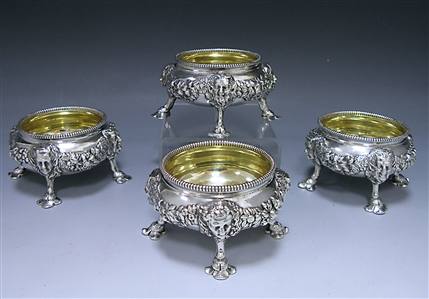 Set of Four Antique Silver Salts made for Viscount Melbourne’s Father & Grandfather in 1750-69