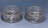 Pair of George III Antique Silver Wine Coasters made in 1768