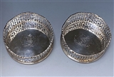 Pair of George III Antique Silver Wine Coasters made in 1768