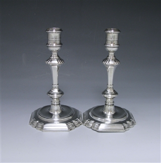 Pair of George II Antique Silver Candlesticks made in 1729