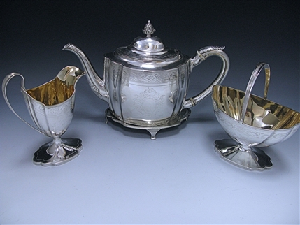 Antique Silver George III Three-Piece Tea Set made in 1796-98