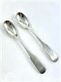 Antique George III Irish Hallmarked Sterling Silver Pair Fiddle Pattern Egg Spoons c. 1800