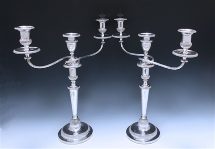 Pair of George III Antique Silver Rare Candelabra made in 1802