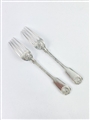 Antique Hallmarked Sterling Silver Pair Victorian Fiddle Thread & Shell Pattern Table Forks 1846