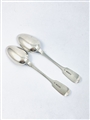 Antique Irish Hallmarked Sterling Silver Pair Victorian Fiddle Pattern Dessert Spoons 1861