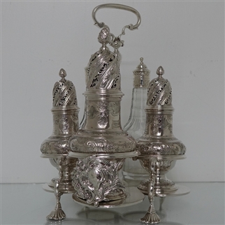 Antique Mid 18th Century George II Sterling Silver Warwick Cruet London 1744 George Hindmarsh