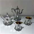 Mid 19th Century Antique Victorian Sterling Silver Four Piece Tea & Coffee Set London 1848 Joseph Angell Senior & Joseph Angell Junior